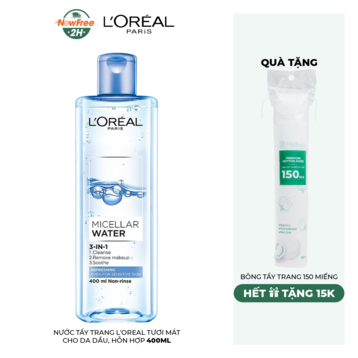 Nước Tẩy Trang L’Oreal Tươi Mát Cho Da Dầu, Hỗn Hợp 400ml Tẩy Trang vinaba.vn Nước Tẩy Trang L'Oreal Tươi Mát Cho Da Dầu, Hỗn Hợp 400ml - Ảnh 2